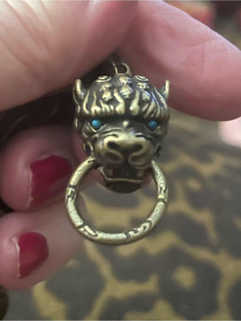 Bronze Dragon head Pendant braclet with Turquoise Eyes Unisex